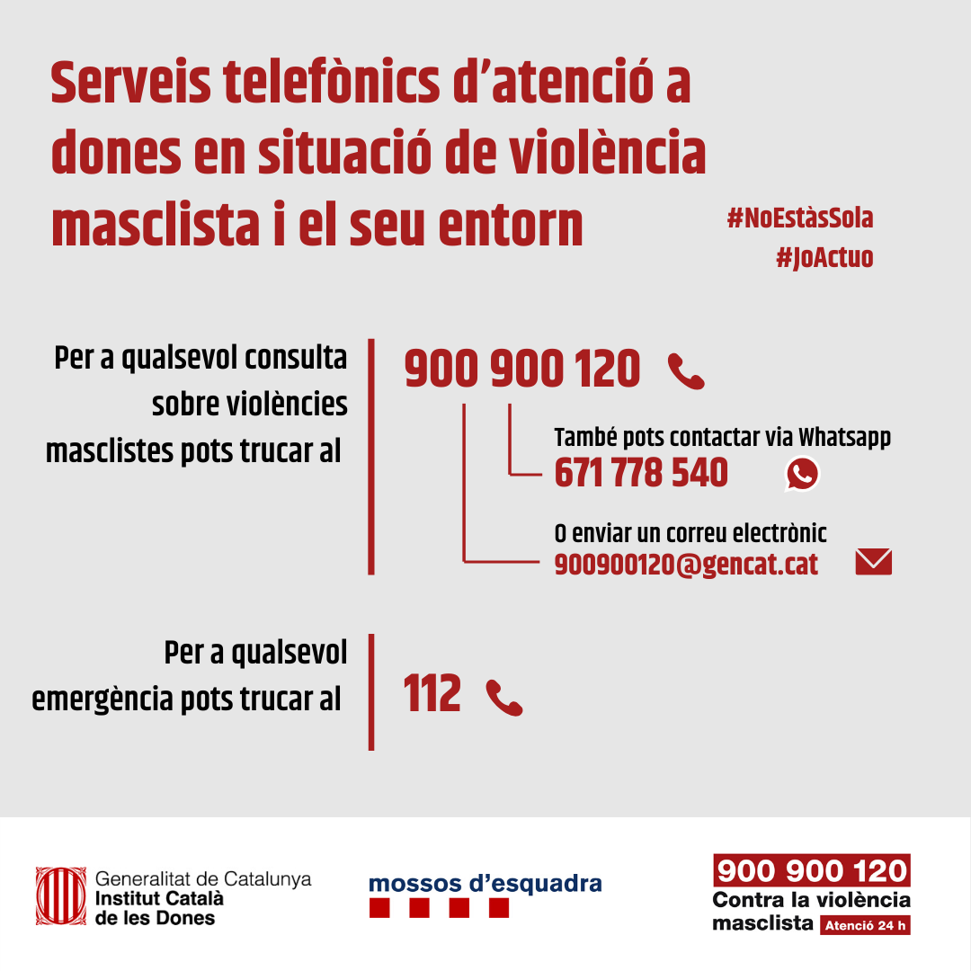Serveis telefònics d'atenció a dones en situació de violència masclista i el seu entorn